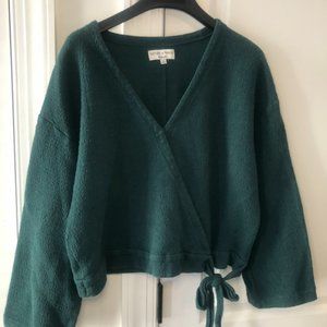 Cropped cross-tie sweater
